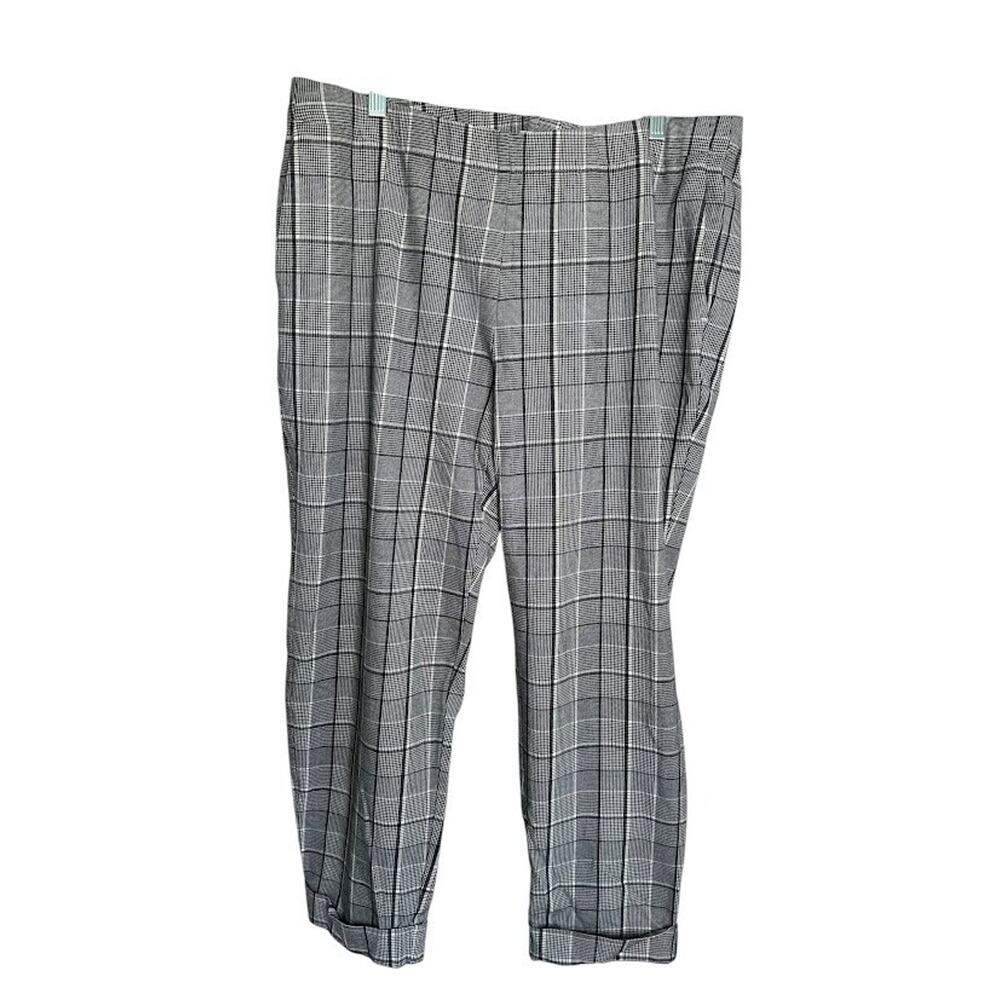 J Jill Womens Premium Bi Stretch Pants Size 16 Plaid Plaid High‎ Rise Pull On